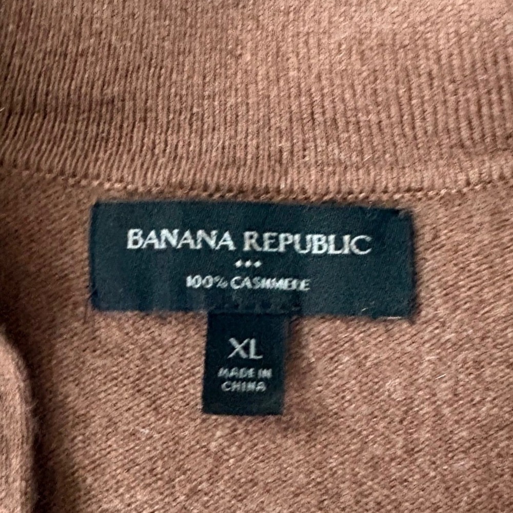 Banana Republic Cashmere Polo Sweater XL Camel Brown Johnny Collar Crop Knit Wms - Picture 4 of 5